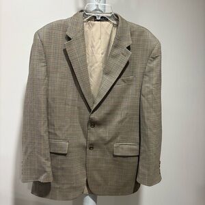 Vtg Lauren Ralph Lauren 100% Wool Houndstooth Mens Suit Jacket Sz 41R Brown